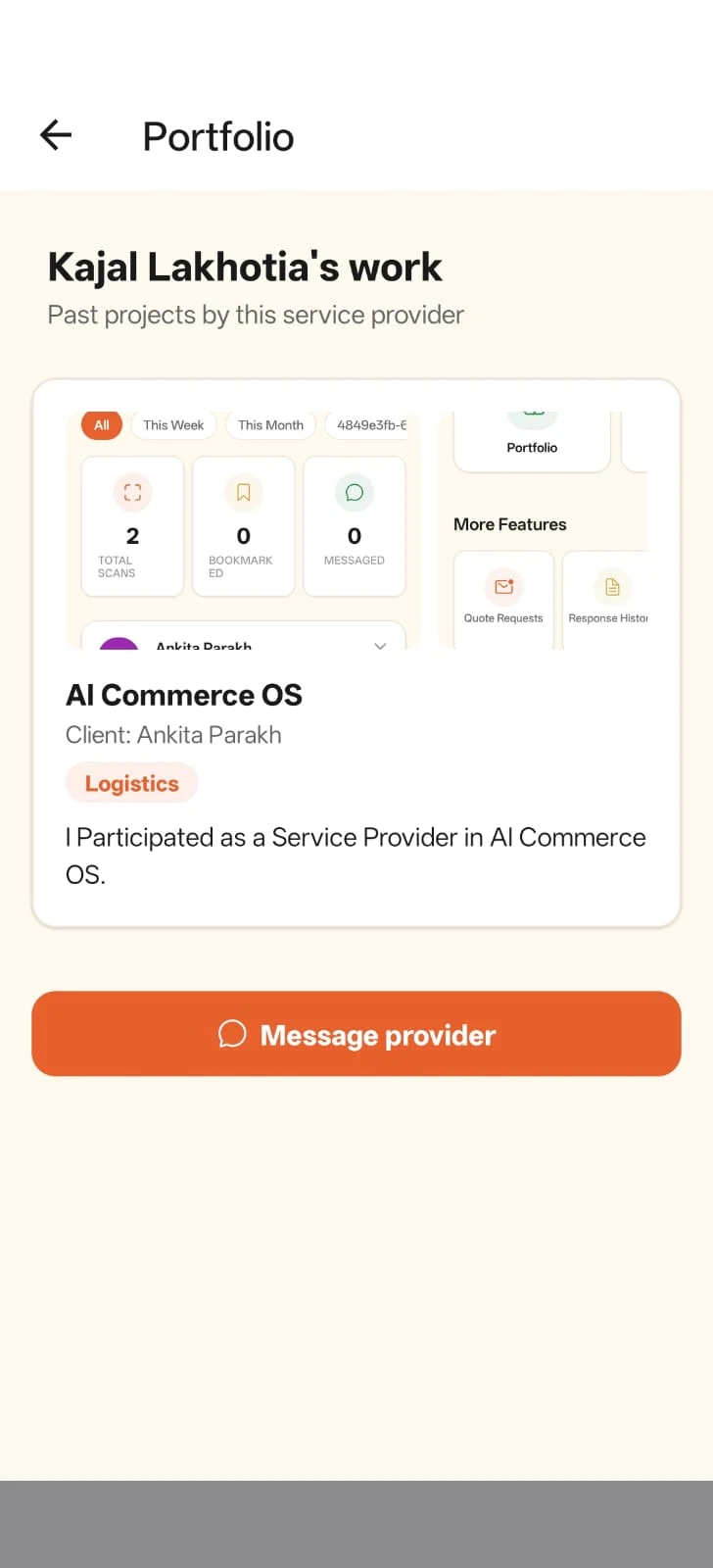 Service provider portfolios and quotes